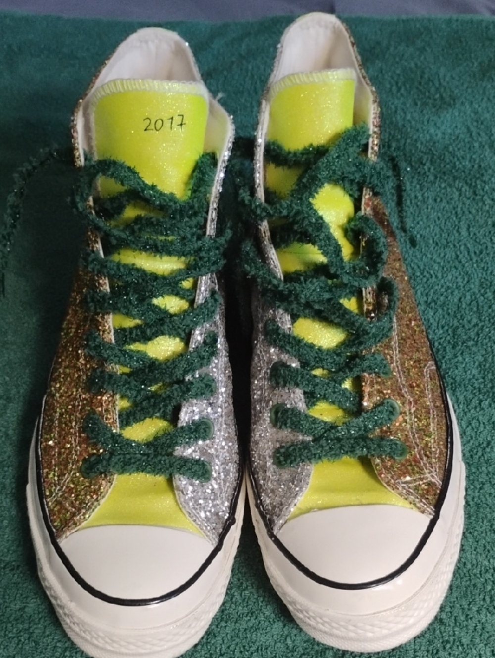 Converse Glitter Sneakers in Yellow, Green & Silver
